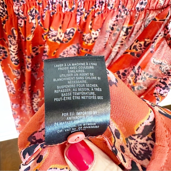 Anthropologie Maeve Darby Women’s Rust Leopard Print Smocked Sleeveless Blouse - Picture 7 of 10